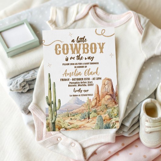 Westerse Cowboy Baby Shower Uitnodiging