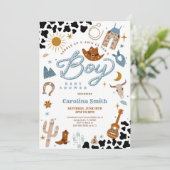 Westerse Cowboy Baby Shower Uitnodiging (Staand voorkant)