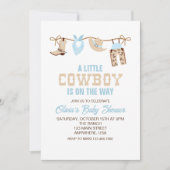 Westerse Cowboy Blauw Geruite Baby Shower Uitnodig Kaart (Voorkant)