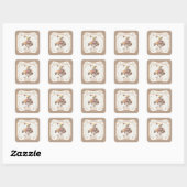 Westerse Cowboy Bokkend Paard Vierkante Sticker (Vel)
