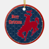 Westerse Cowboy Bronc Riding Kerstman Keramisch Ornament (Voorkant)