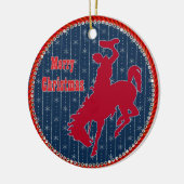 Westerse Cowboy Bronc Riding Kerstman Keramisch Ornament (Links)