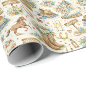Westerse Cowboy Bruiloft Aquarel Patroon Cadeaupapier (Rol Hoek)