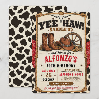 Westerse Cowboy Cowgirl 10e Verjaardagsfeestje Kaart