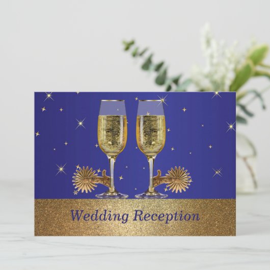 Westerse Cowboy Cowgirl Trouw Uitnodiging Ontvangs (Staand voorkant)