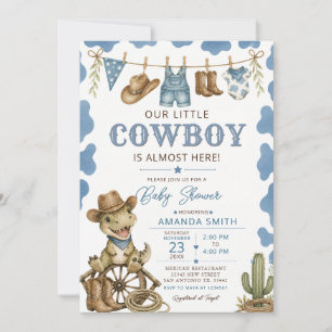 Westerse Cowboy Dinosaur Boy Baby Shower Kaart