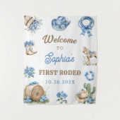 Westerse Cowboy Eerste Rodeo Verjaardagsfeest Wandkleed (Voorkant)