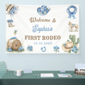 Westerse Cowboy Eerste Rodeo Verjaardagsfeestje Spandoek (Beurs)