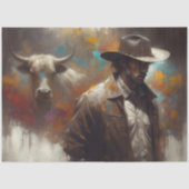 Westerse Cowboy en Longhorn Kunst Decoupage Tissuepapier (Voorkant)