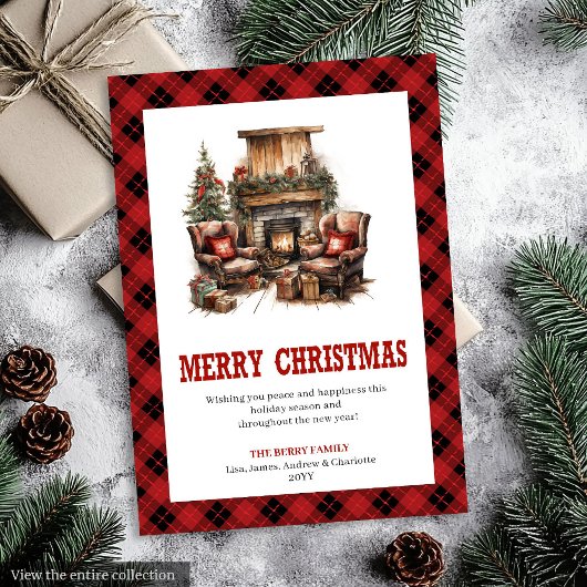 Westerse Cowboy Geruite Buffalo Kerstkaart