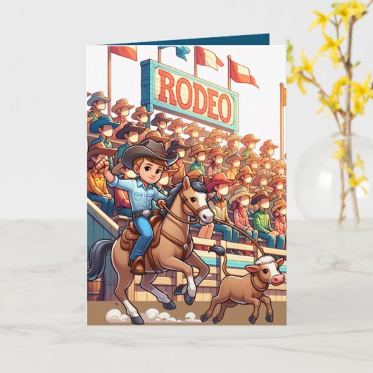 Westerse Cowboy Kalveren Touwen Aangepaste Kaart (Gele Bloem)