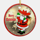 Westerse Cowboy Kerstman Keramisch Ornament (Voorkant)