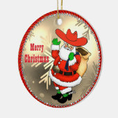 Westerse Cowboy Kerstman Keramisch Ornament (Links)