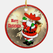 Westerse Cowboy Kerstman Keramisch Ornament (Achterkant)