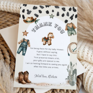 Westerse Cowboy Kleren Baby Shower Bedankkaart