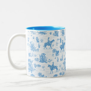 Westerse Cowboy Paard Cactus Woestijn Toile Tweekleurige Koffiemok