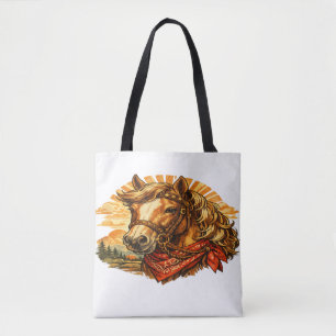 Westerse Cowboy Paard met Rode Bandana Boodschappe Tote Bag