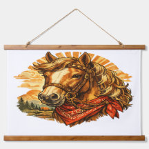 Westerse Cowboy Paard Rode Bandana Wandtapijt