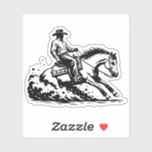 Westerse Cowboy Reining Paard Actie Vinyl Sticker (Vel)