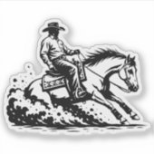 Westerse Cowboy Reining Paard Actie Vinyl Sticker (Voorkant)