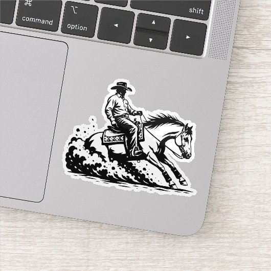 Westerse Cowboy Reining Paard Actie Vinyl Sticker (Detail)