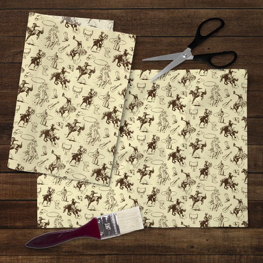 Westerse Cowboy Rodeo Paarden Decoupage Tissuepapier