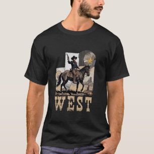 Westerse Cowboy Rodeo Paardrijden Vintage Retro T-shirt