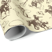 Westerse Cowboy Rodeo Patroon Beige Cadeaupapier (Rol Hoek)