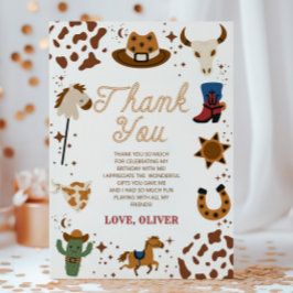 Westerse Cowboy Rodeo Verjaardagsfeestje Bedankkaart