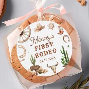 Westerse Cowboy Rodeo Verjaardagssticker Ronde Sticker