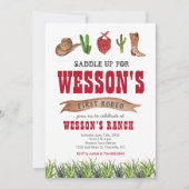 Westerse Cowboy Rodeo Verjaardagsuitnodiging Kaart (Voorkant)