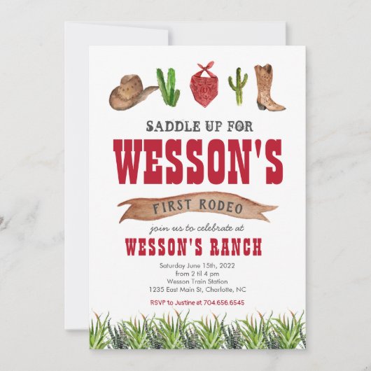 Westerse Cowboy Rodeo Verjaardagsuitnodiging Kaart (Voorkant)