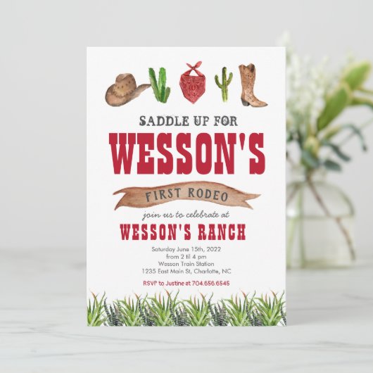 Westerse Cowboy Rodeo Verjaardagsuitnodiging Kaart (Staand voorkant)