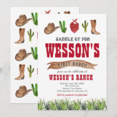 Westerse Cowboy Rodeo Verjaardagsuitnodiging Kaart (Voorkant / Achterkant)