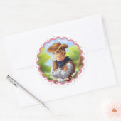 Westerse Cowboy Ronde Sticker (Envelop)