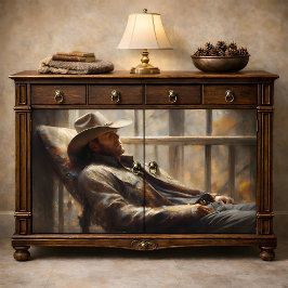 Westerse Cowboy Rustend in Rustieke Herfst Decoupa Tissuepapier