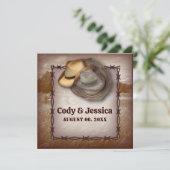 Westerse Cowboy Rustieke Landelijke Trouwuitnodigi Kaart (Staand voorkant)