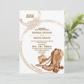 Westerse Cowboy Rustoise Bruiloft Kaart (Staand voorkant)