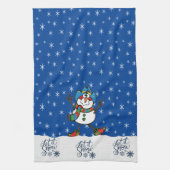 Westerse Cowboy Sneeuwman Kerst Theedoek (Verticaal)