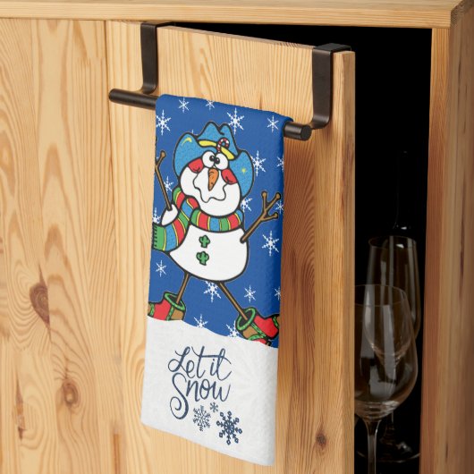 Westerse Cowboy Sneeuwman Kerst Theedoek (Derde Gevouwen)