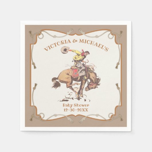 Westerse Cowboy Stampende Bronco 2 Servet (Voorkant)