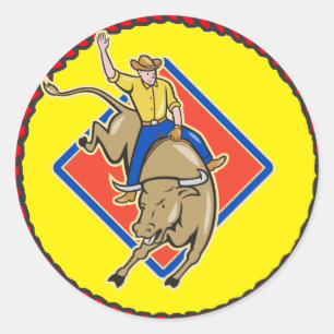 Westerse Cowboy Stierrijder Ronde Sticker