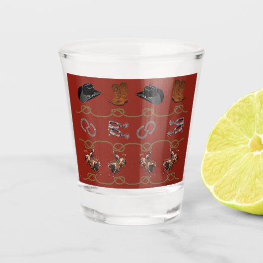 Westerse Cowboy Thema Shot Glas (Voorkant)