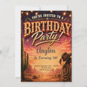 Westerse Cowboy Thema Verjaardagsfeest Kaart (Voorkant)