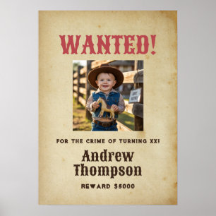Westerse Cowboy Verjaardag Gezocht Poster