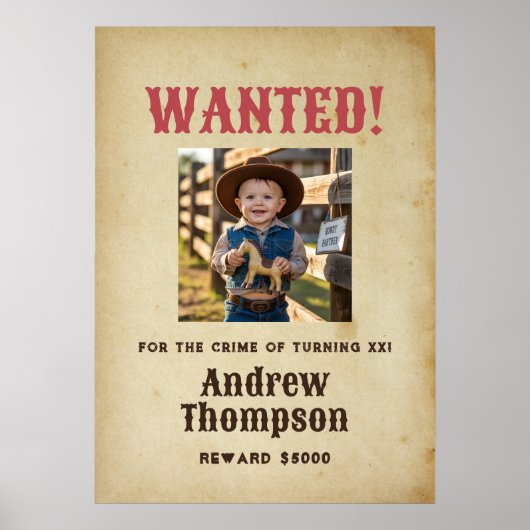 Westerse Cowboy Verjaardag Gezocht Poster (Voorkant)