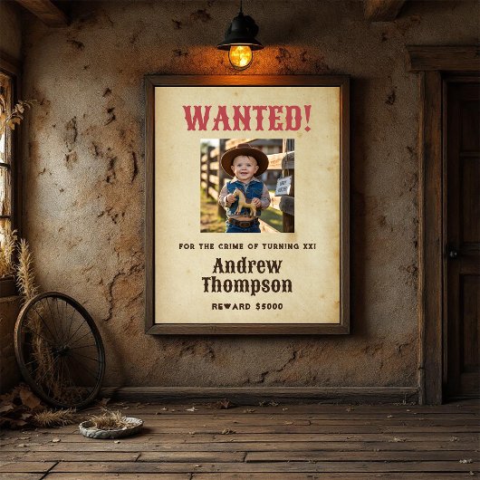 Westerse Cowboy Verjaardag Gezocht Poster