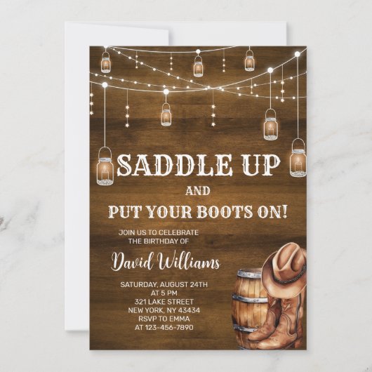 Westerse Cowboy Verjaardagsfeest Kaart (Voorkant)
