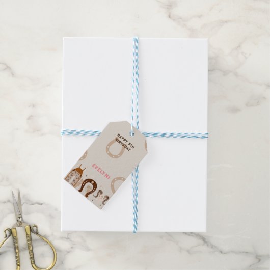 Westerse Cowboy Verjaardagsfeestje Cadeaulabel (Met Touw)