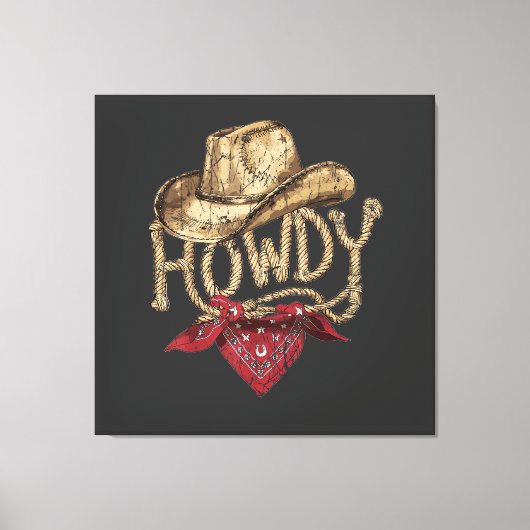 Westerse Cowboy Verjaardagsfeestje Canvas Afdruk (Voorkant)